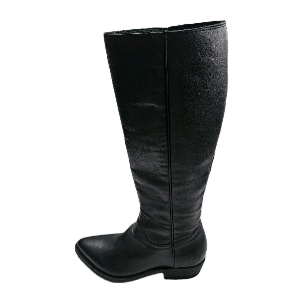 FRYE Carson Campus Zip Black Leather Boots Womens 8B 3470809-BLK Western Tall - Picture 7 of 8